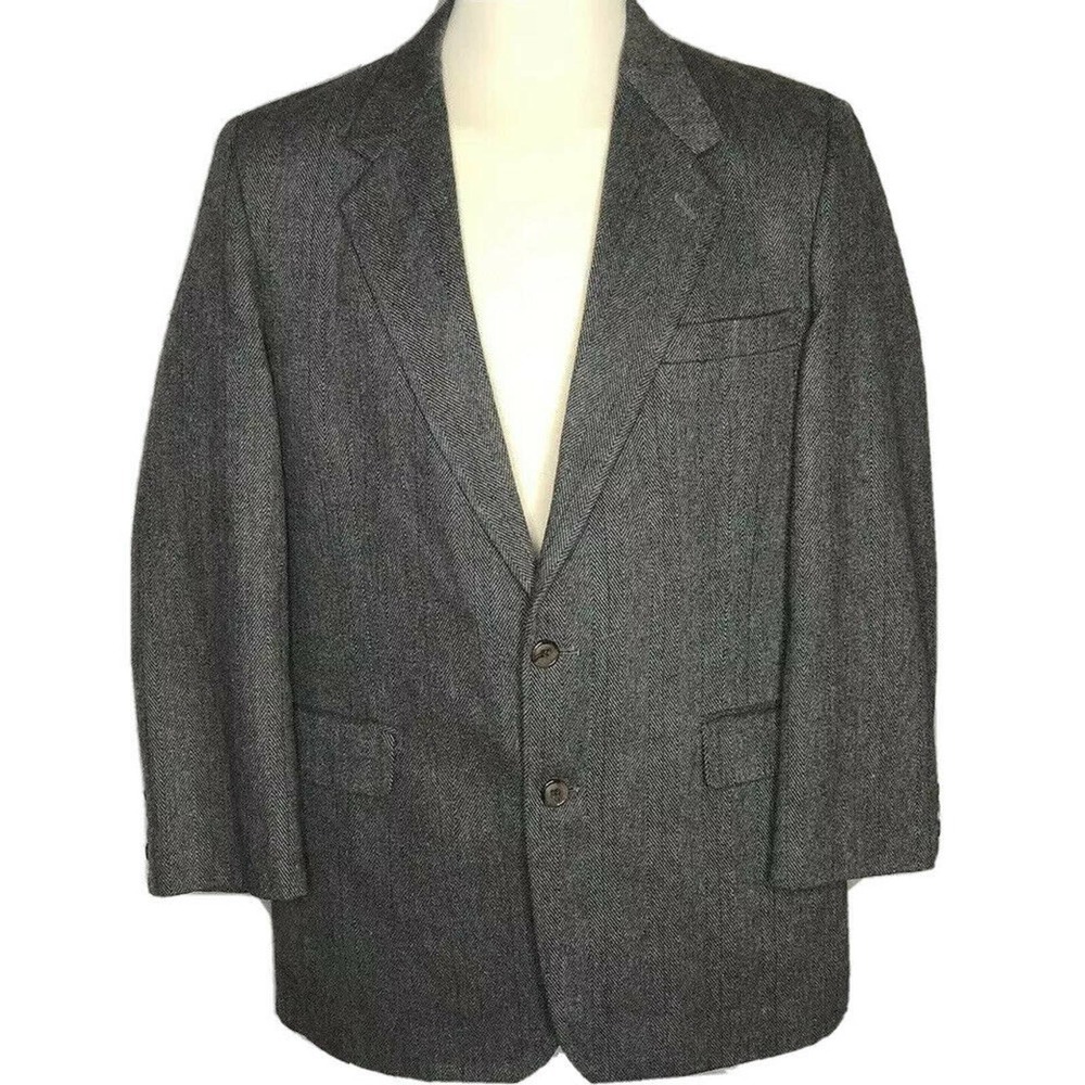Mens‎ Tailored Clothing by Manhattan Gray Wool Sport Coat Blazer Jacket Size 46L